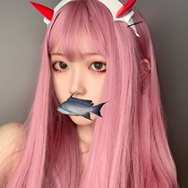 Dancing water wig female long hair everyday pink long straight hair lolita light pink lolita air bangs color hair set
