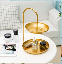 Nordic INS gold double jewelry rack storage tray dressing table ornaments ring earrings food tray display plate