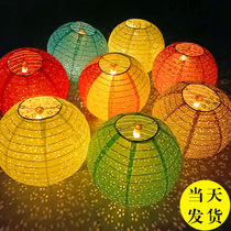 Hollowed-out ancient wind paper lantern 2022 new glowing LED light handmade diy kindergarten children hand lanterns