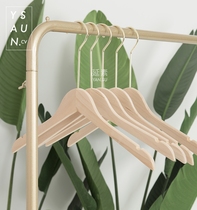 Clothing store hangers solid wood golden round hook raw wood color without paint wood clothes hanging men and women clothing store non-slip clothing support