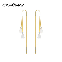 CAROMAY French drop tassel ear line womens high sense of light luxury niche earrings new temperament stud earrings earrings