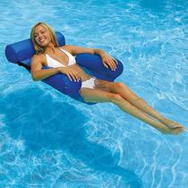 Swimming water play recliner floating bed Sofa Inflatable hammock with mesh foldable double backrest floating row