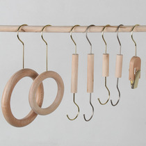 Clothing store adhesive hook S hook hanger clothes hook display props display solid wood hanging version of clothes pants rack clamp ring rack