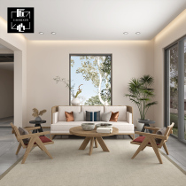 New Chinese style solid wood sales office negotiating hotel lobby reception rattan teahouse card seat homestay model room sofa