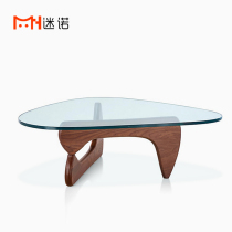 Nordic Creative Designer Light Luxury Coy Tea Several Solid Wood Triangle Modern Simple Tempered Glass Tea Table