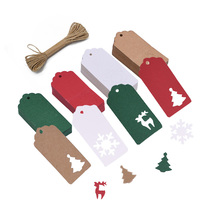 50 pieces of kraft paper DIY crafts Christmas tree elk hanging label New Year Christmas party gift packaging label