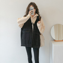 Pregnant woman jacket 2022 new spring and autumn gestation in Korean version easy to cover outside denim jacket Machia coat wave
