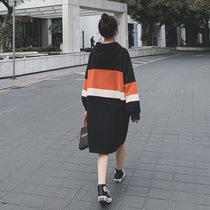 Pregnant womens spring clothing clothing dress with high level of pride 2022 Spring and autumn style Fashion Loose Tide Moms Big Code Covered Belly Dresses