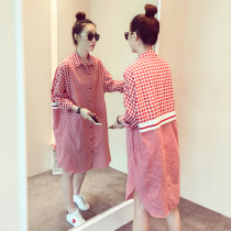 Pregnant women autumn dress 2022 spring fashion go out foreign style plaid two-piece pregnant women suit coat summer