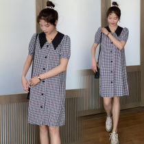 Maternity clothes Foreign trade discount mall counter withdrawal cut label womens clearance plaid loose short-sleeved Korean dress