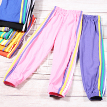 Spring Summer Pure Cotton Children Bouquet Foot Anti-mosquito Pants Light Cage Pants Men Girl Sports Pants Wear a CUHK Tong Baby Autumn Clothing