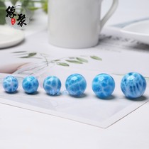 Natural Seagrain Stone Loose Beads Single Beads Volcanic Blue Yuanized Circular Beads Multi-Treasure Hand Chain Matching Beads Tortoise Back Tattooing