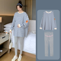 Angel mommy ~ pregnant womens autumn Net red suit fashion autumn new maternity dress sweater jacket two-piece set