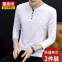 Rich bird long sleeve T-shirt mens 2021 Autumn New V collar clothes mens base shirt autumn wear polo shirt