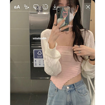 White water white sunscreen knitted cardigan womens summer wear pure desire blouse soft waxy shawl long-sleeved short top womens