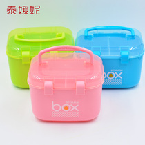 Household large needle and thread tool parts storage box portable female dormitory plastic double-layer empty finishing box