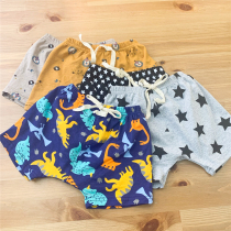 Foreign Trade Summer Boy Cartoon Harynn Pants 100 Hitch Pure Cotton Casual Pants Shorts Thin and casual 0-4-year-old open gear