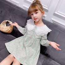 Girl Pure Cotton One-piece Dress Spring Dress 2022 New Ocean Qi Female Great Boy Spring Autumn Children Dolls Collar Crummy Dresses