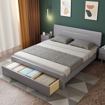 Air pressure high box storage storage high box drawer bed 1 5x1 9 meters 1 8 double 1 35 All solid wood white gray