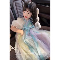 Hanfu Girls Summer Dress Dress 2022 New Princess Dress Children China Wind Shell Mesh Yarn Dresses Super Fairy