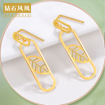 Gold earrings female fashion 5g gold 999 gold branches Jade leaves earrings ear hook a leaf to give girlfriend gift