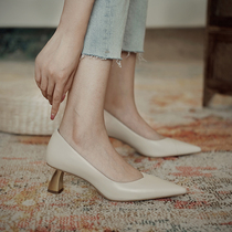 Givenivan Lane extra-leather 2020 new metal with genuine leather shallow mouth pointed high heel single-shoe OL commute