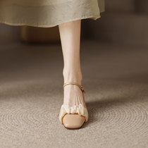 Givenivan turn all elegant ~ square headlined with Mary Jane shoes woman new coarse heel single shoe 4 5cm