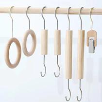 Clothing store adhesive hook S hook hanger clothes hook display props display solid wood hanging version of clothes pants rack clamp ring rack