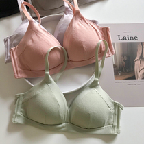 WRJ BOUTIQUE cotton Mulberry silk French triangle cup underwear big chest show small chest gathering no steel ring bra