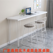 Minimalist solid wood Home Bench Table Balcony Leaning Against Wall Partition Strip Table Light Extravagant Commercial Bar High Foot Table And Chairs Combination