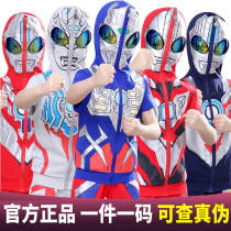 Childrens Ultraman summer pure cotton short-sleeved clothing suit Serotega Galaxy Obu clothes Mens and womens performance clothes