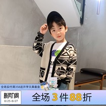  Xiaobei tide boys sweater autumn 2021 new childrens middle and large childrens jacquard sweater Western style cardigan spring and autumn