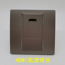 Dark gray 86 HDMI elbow socket without welding straight plug Gray 2 0 TV multimedia projection panel