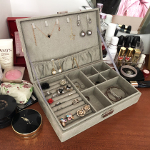 Flannel long jewelry ring ring box large capacity jewelry storage box birthday gift female Korean cute student