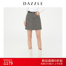 Sun Yi with DAZZLE 2021 Winter new retro plaid A- line dress skirt womens 2D4S2313N