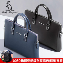 Lucky Kangaroo Leather Mens bag Business bag Mens handbag Hand-held briefcase Shoulder bag Crossbody bag