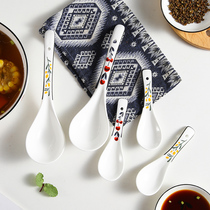 Ceramic soup spoon long handle Sheng porridge spoon for home big number drink soup tablespoon of rice large spoon large soup porcelain spoon thickened spoon