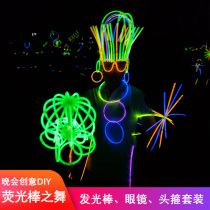 Net red glow stick dance show event one-time colorful night light stick Creative Group Building annual headband toy