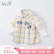 David Bella Boy Clothing Boy Shirt Children Spring Clothing 2022 New Baby Lining Fake two checkered blouses cotton