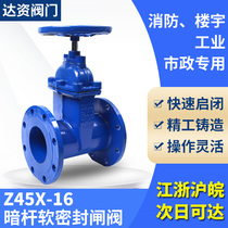 Z45X elastic seat seal soft seal tap water gate valve DN80 100150200 ductile iron concealed lever flange