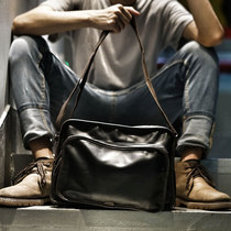  Mens bag new casual Korean shoulder bag large-capacity messenger travel bag oblique cross-section leather mens large bag