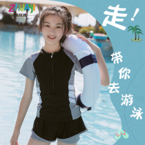 Childrens swimsuit Girls  foreign summer female big childrens split swimsuit new 12-15-year-old girl swimsuit set