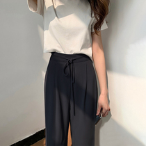 Pear-shaped Stature Pants Children Fat Mm Spring Summer New Big Code Women Dress Black Display Slim Straight Drum Mopping Up Suit Broadlegged Pants