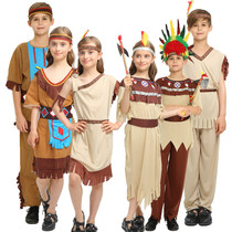 Halloween Children's Savage Dress Hunter Native Indian Dress Primitive African Costume