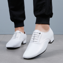 Leather mens modern shoes mens ballroom dance two-point Latin dance square dance shoes national standard dance shoes mens dance shoes