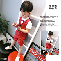 Year-old dress Male Bao Xia male baby Baby summer birthday flower girl boy suit One suit birthday party red