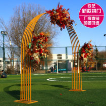 New wrought iron wedding props Chinese wedding stage scene background layout screen decoration one-line flower arch