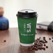 400 500ml thickened green corrugated paper cup disposable milk tea coffee hot drink anti-scalding double layer with lid customized