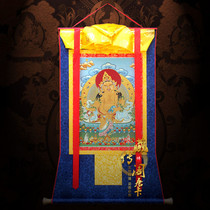 Tibetan Pavilion Tibetan Tangka painting Nepal yellow Wealth God portrait embroidery National Tang silk decorative painting religious supplies