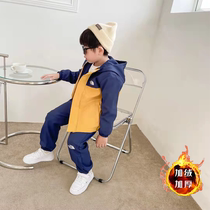 Official outdoor waterproof hooded plus velvet men and women sports school uniform assault suit set childrens clothing boys